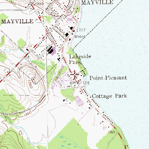 Topographic Map of Lakeside Park, NY