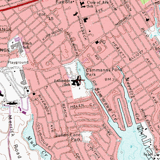 Topographic Map of Lakeside School, NY