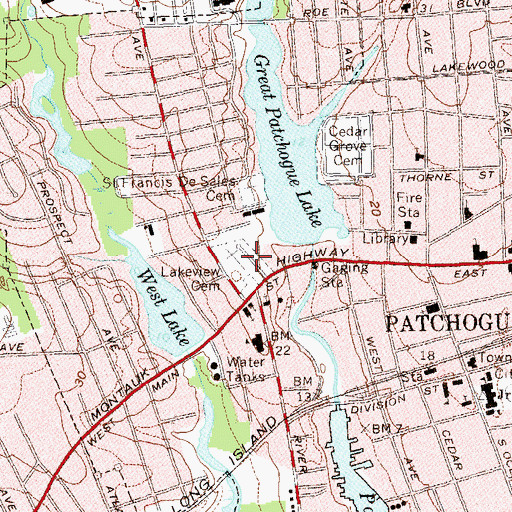 Topographic Map of Lakeview Cemetery, NY