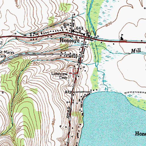 Topographic Map of Lakeview Cemetery, NY