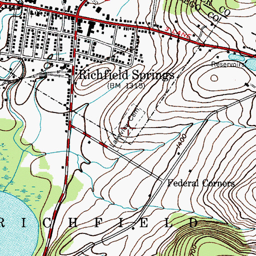 Topographic Map of Lakeview Cemetery, NY