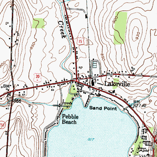 Topographic Map of Lakeville, NY