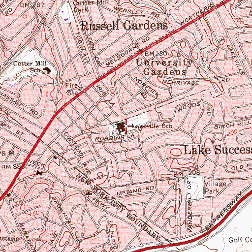 Topographic Map of Lakeville School, NY