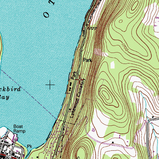 Topographic Map of Lakewood Cemetery, NY