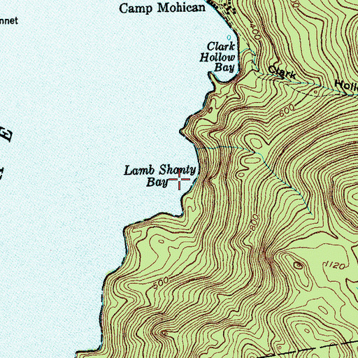 Topographic Map of Lamb Shanty Bay, NY