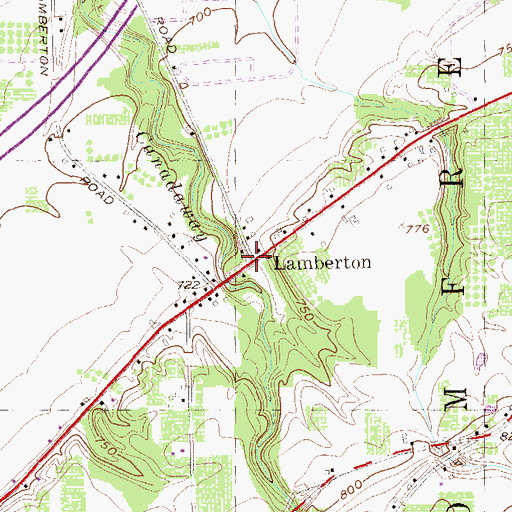 Topographic Map of Lamberton, NY