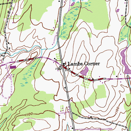 Topographic Map of Lambs Corner, NY