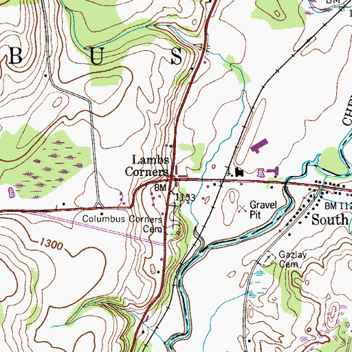 Topographic Map of Lambs Corners, NY