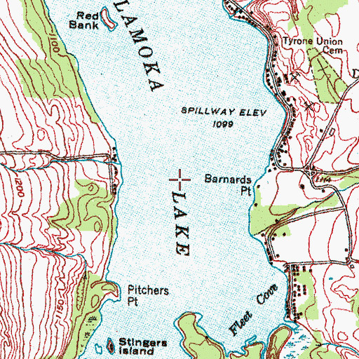 Topographic Map of Lamoka Lake, NY