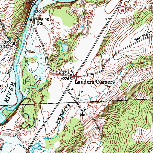Topographic Map of Landers Corners, NY