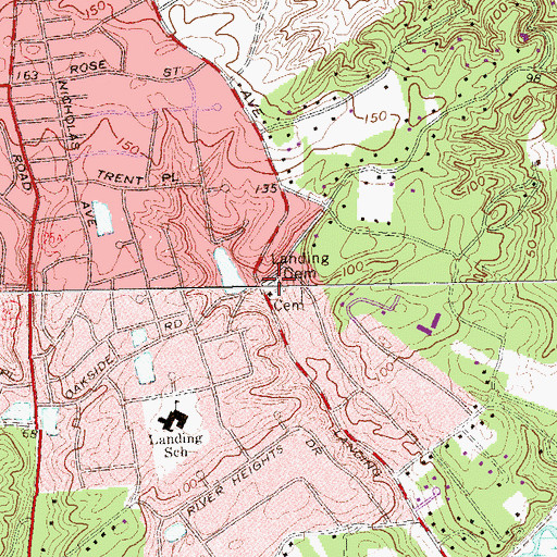 Topographic Map of Landing Cemetery, NY