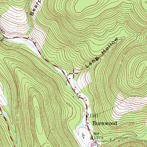 Topographic Map of Lang Hollow, NY