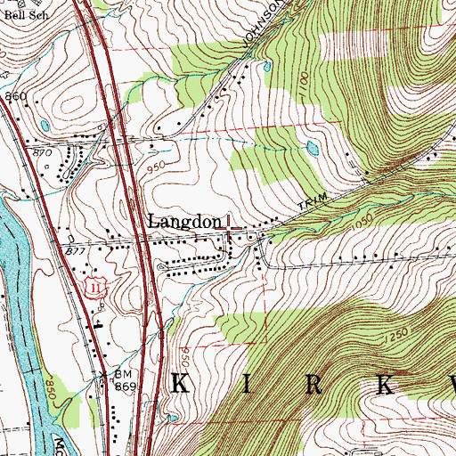 Topographic Map of Langdon, NY