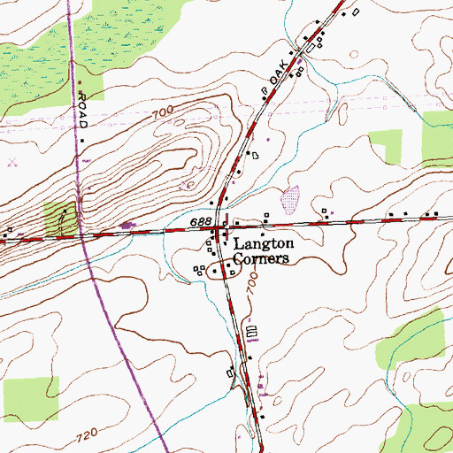 Topographic Map of Langton Corners, NY