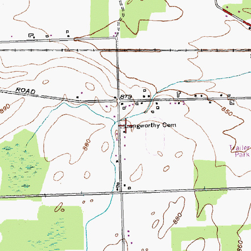 Topographic Map of Langworthy Cemetery, NY