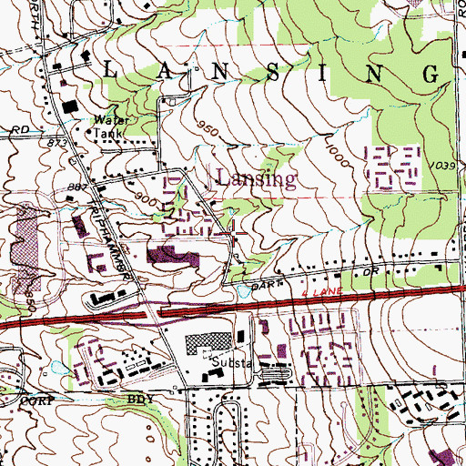 Topographic Map of Lansing, NY