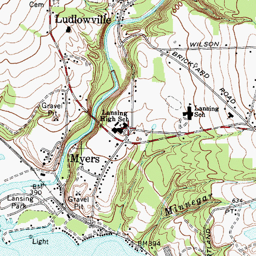 Topographic Map of Lansing Middle School, NY