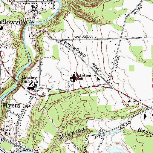 Topographic Map of Lansing School, NY