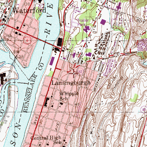 Topographic Map of Lansingburgh, NY