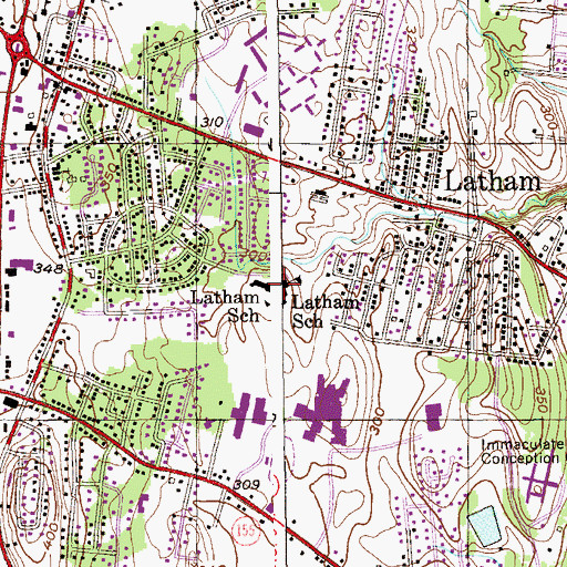 Topographic Map of Blue Creek Elementary School, NY