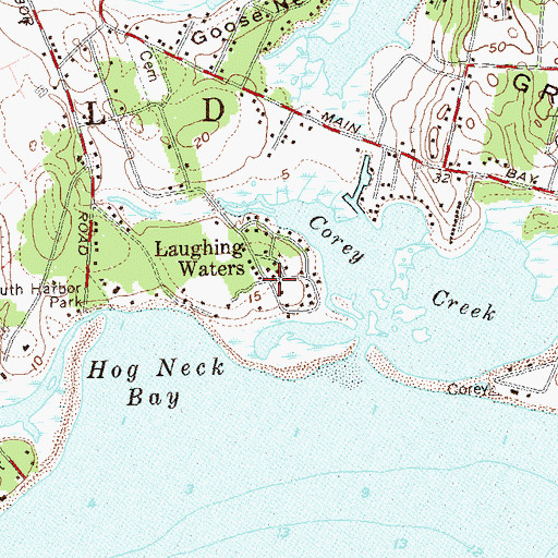 Topographic Map of Laughing Waters, NY