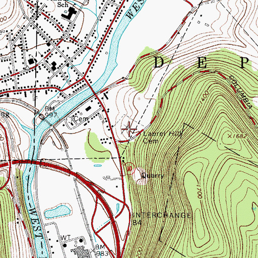 Topographic Map of Laurel Hill Cemetery, NY