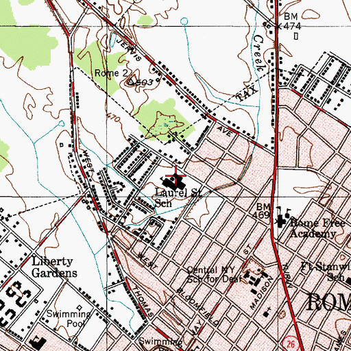 Topographic Map of Strough Middle School, NY