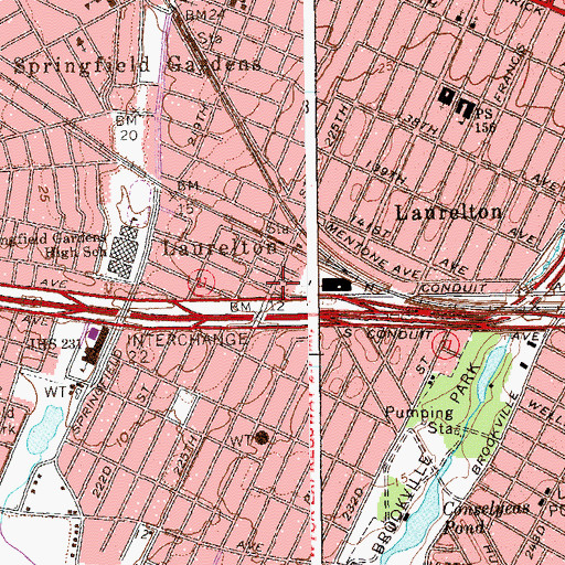 Topographic Map of Laurelton, NY