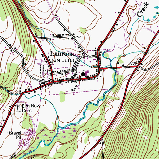Topographic Map of Laurens, NY