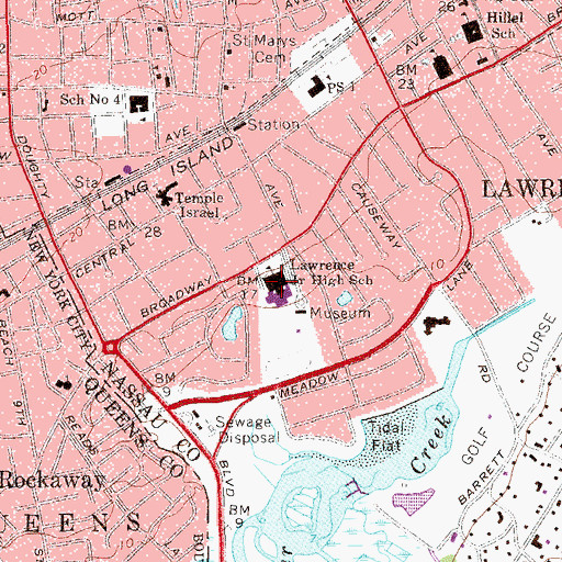 Topographic Map of Lawrence Middle School, NY