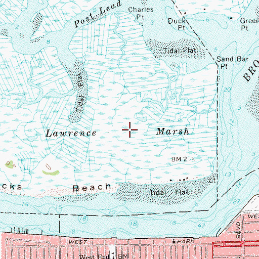 Topographic Map of Lawrence Marsh, NY