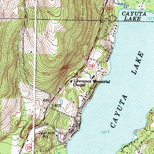 Topographic Map of Lawrence Memorial Chapel, NY