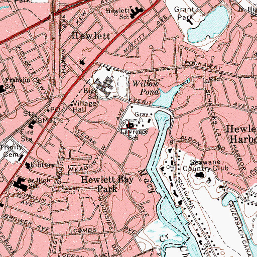 Topographic Map of Lawrence School, NY