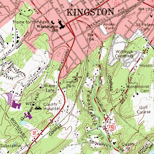 Topographic Map of Lawton Park, NY