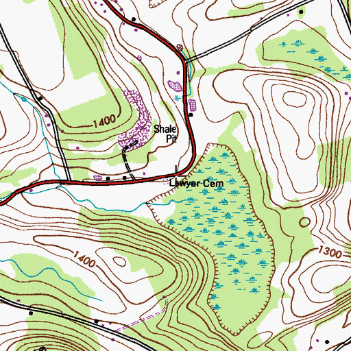 Topographic Map of Lawyer Cemetery, NY
