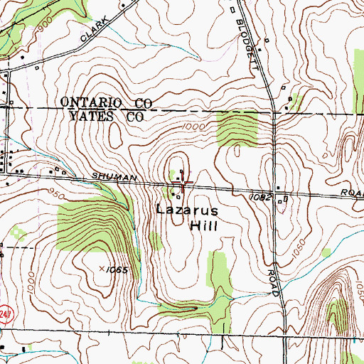 Topographic Map of Lazarus Hill, NY