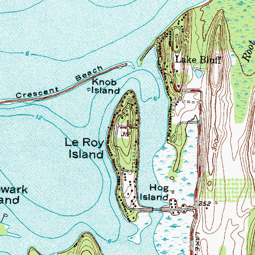 Topographic Map of Le Roy Island, NY