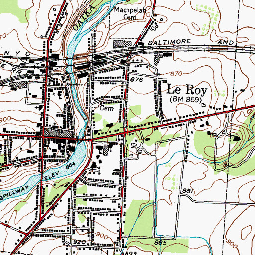 Topographic Map of Le Roy, NY