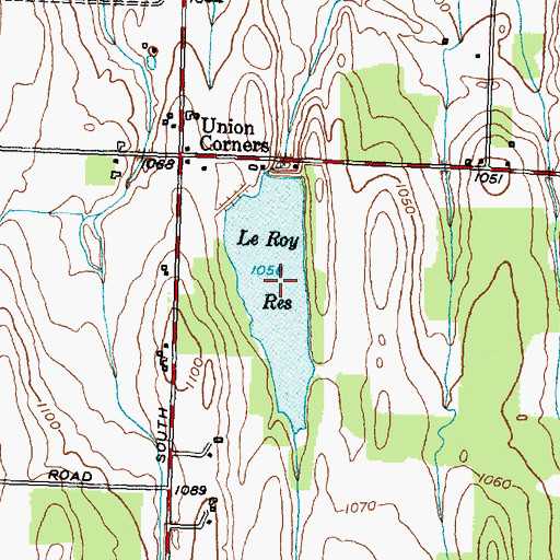 Topographic Map of LeRoy Reservoir, NY