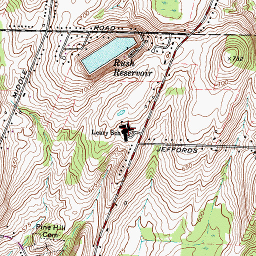 Topographic Map of Monica B Leary Elementary School, NY