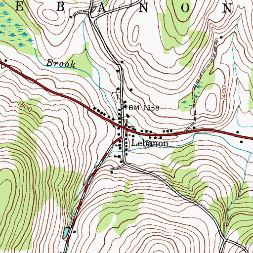 Topographic Map of Lebanon, NY