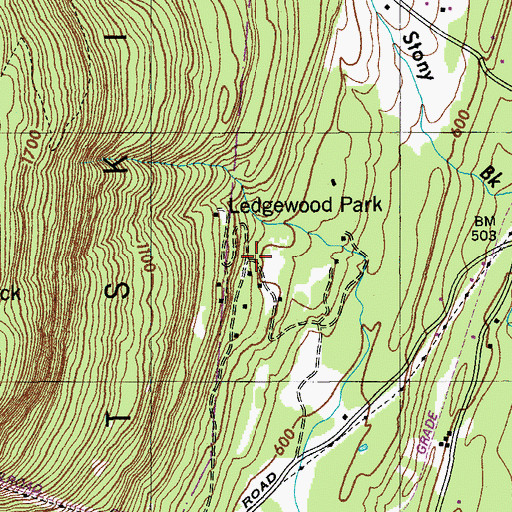 Topographic Map of Ledgewood Park, NY