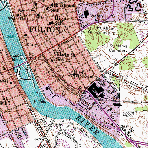 Topographic Map of A E Lee Memorial Hospital (historical), NY