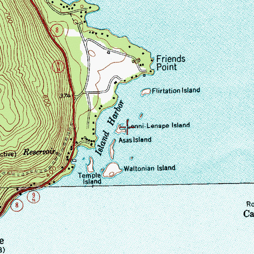 Topographic Map of Lenni-Lenape Island, NY