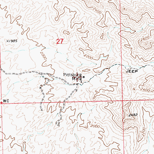 Topographic Map of Pittsburg Mine, AZ