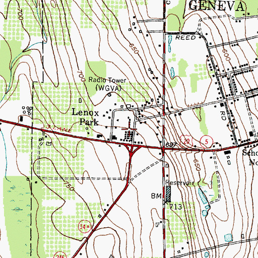Topographic Map of Lenox Park, NY