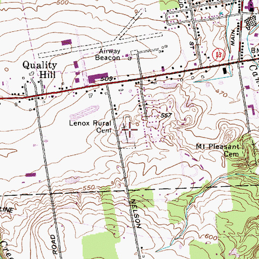 Topographic Map of Lenox Rural Cemetery, NY