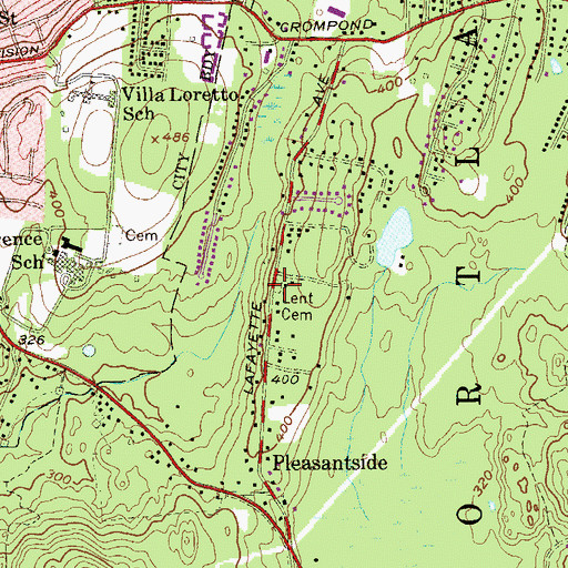 Topographic Map of Lent Cemetery, NY