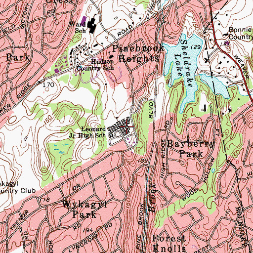 Topographic Map of Albert Leonard Middle School, NY