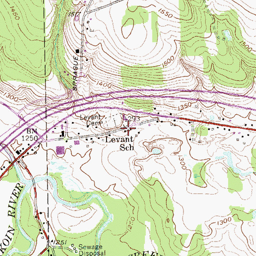 Topographic Map of Levant School, NY